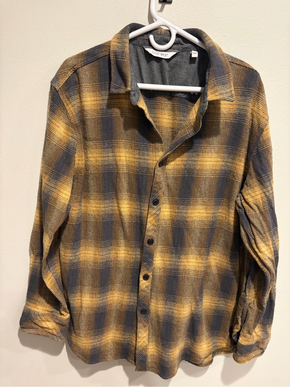 Depart West Men's Yellow & Black Plaid Button-Down Shirt